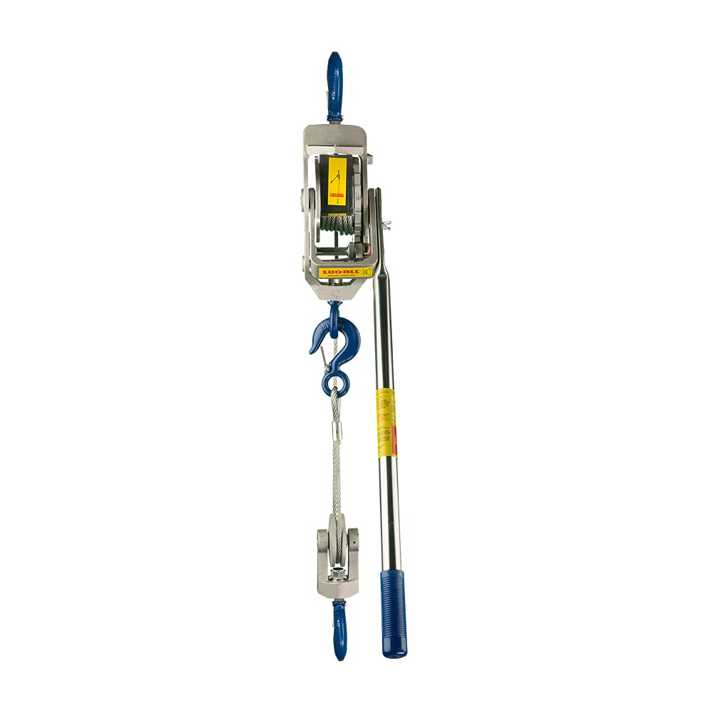 Lug-All 4000-20 Industrial-Grade Cable Come Along Ratchet Winch Hoist Featuring Double or Single Line Lift Capabilities With 2 Ton Capacity