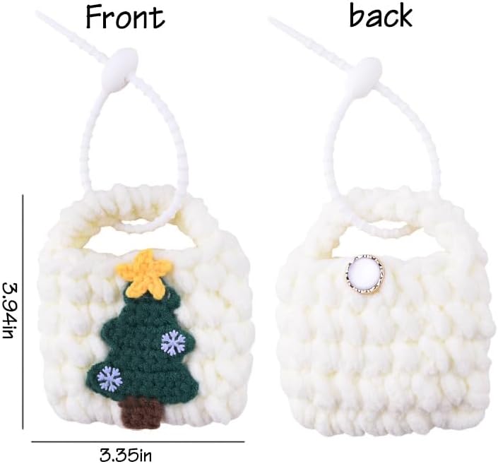 Christmas Tree Crochet Mini Bag Handmade Knit Earbud Pouch for Holiday Festival Gift Christmas Tree Headphone Cable