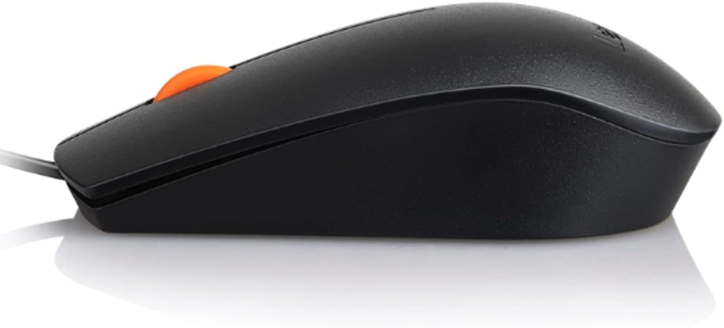Lenovo 300 1600 3-Button USB Wired Computer Mouse - Full Size Optical Ambidextrous Mouse with DPI, Reliable USB-A Wired