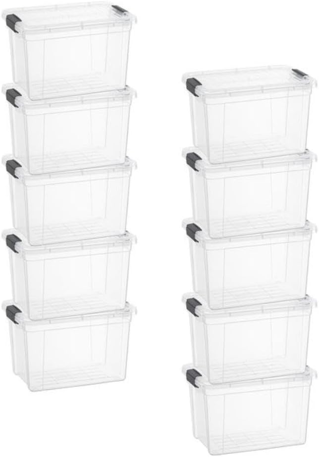 Superio Storage Bins - 10 Pack Clear Organizing Boxes | 2.5 Qt Stackable, BPA-Free & Odor-Free