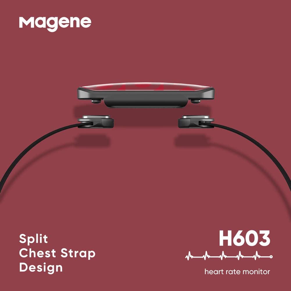 Magene H603 Chest Strap Heart Rate Monitor, ANT+ and Bluetooth Compatible with Fully Adjustable Strap, iPhone & Android Compatible
