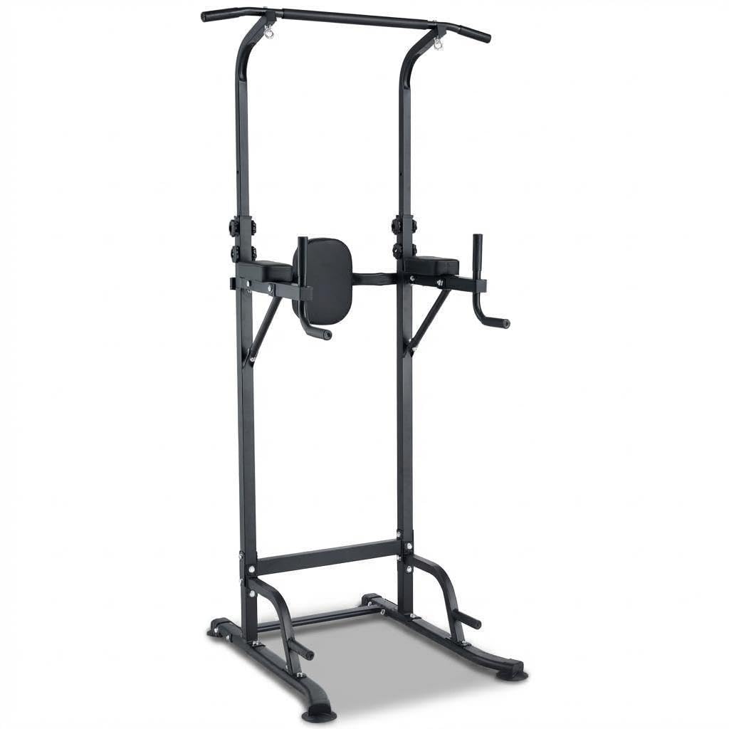 COZONY Adjustable Power Tower Pull Up & Dip Station – Multifunction Strength Training Equipment – 880LBS Capacity – Space-Saving Standalone Chin Up Bar – Black Color