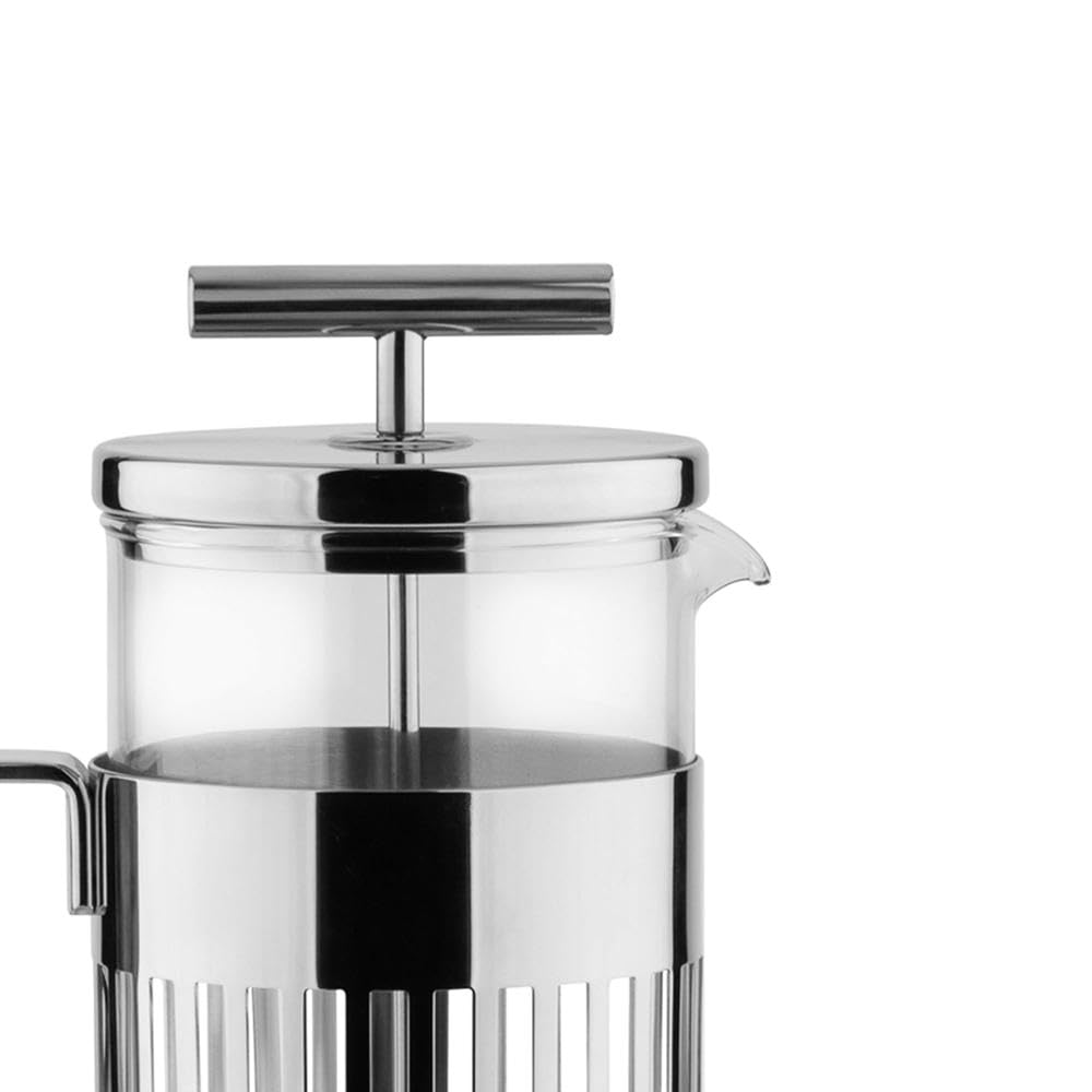 Alessi 9094/8 - Design Press Filter Coffee Maker, 18/10 Stainless Steel, Mirror Polished and Glass, 8 Cups