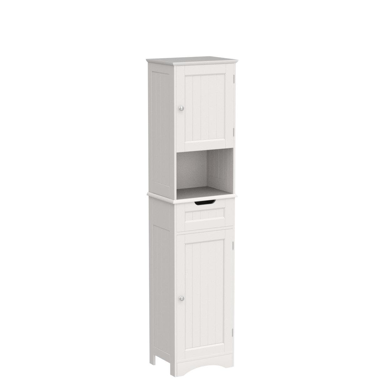 Gizoon 67" H Tall Bathroom Storage Cabinet, Narrow Storage Cabinet with 2 Doors & Drawer, Towel Cabinet with Freestanding Adjustable Shelves for Small Spaces, Kitchen, Living Room, Anti-Tipping, White
