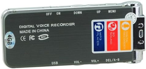 MamaDooo 4GB 650Hr MP3 Brand new Steel Digital Voice Recorder Dictaphone Player VOR Rechargeable - Black