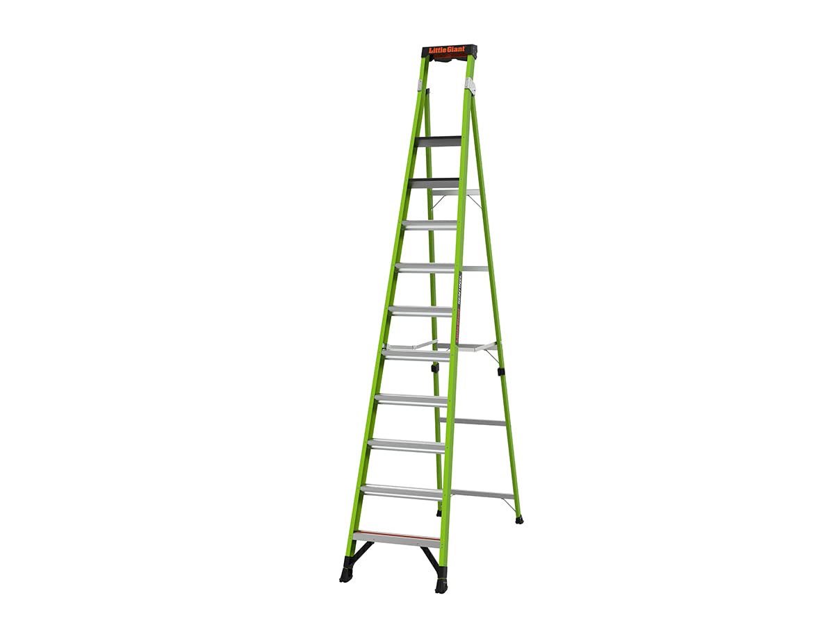 Little Giant Ladders, Sentinel, M12, 12ft A Frame Stepladder/Leaning Ladder, Fiberglass, Type 1AA, 375 lbs Weight Rating, (15912-002) Hi-viz Green