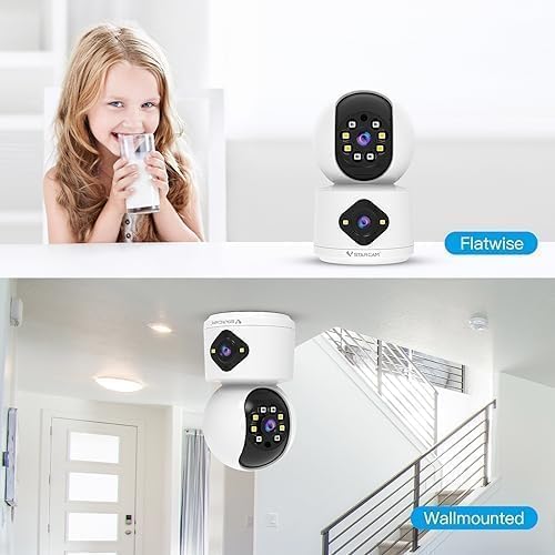 VSTARCAM 1080P Monitor,360 2-Way 005 Camera Dual-LensI, Pet Baby Security Camera Indoor with Siren & Spotlight, Motion