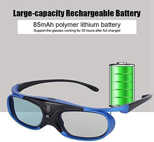 3D 144Hz 3D Glasses, DLP-Link Active Shutter Glasses with Rechargeable Battery for Projectors, Goggles for Mainstream