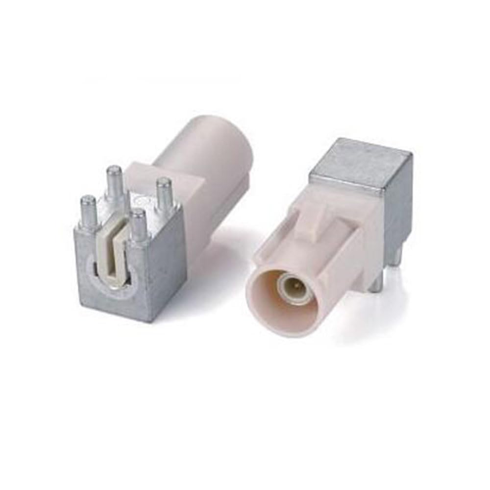 RF Coaxial Cable Connector, Fakra Video Connector B Male Right Angle Cable Connector with White PCB Panel Mount for Car