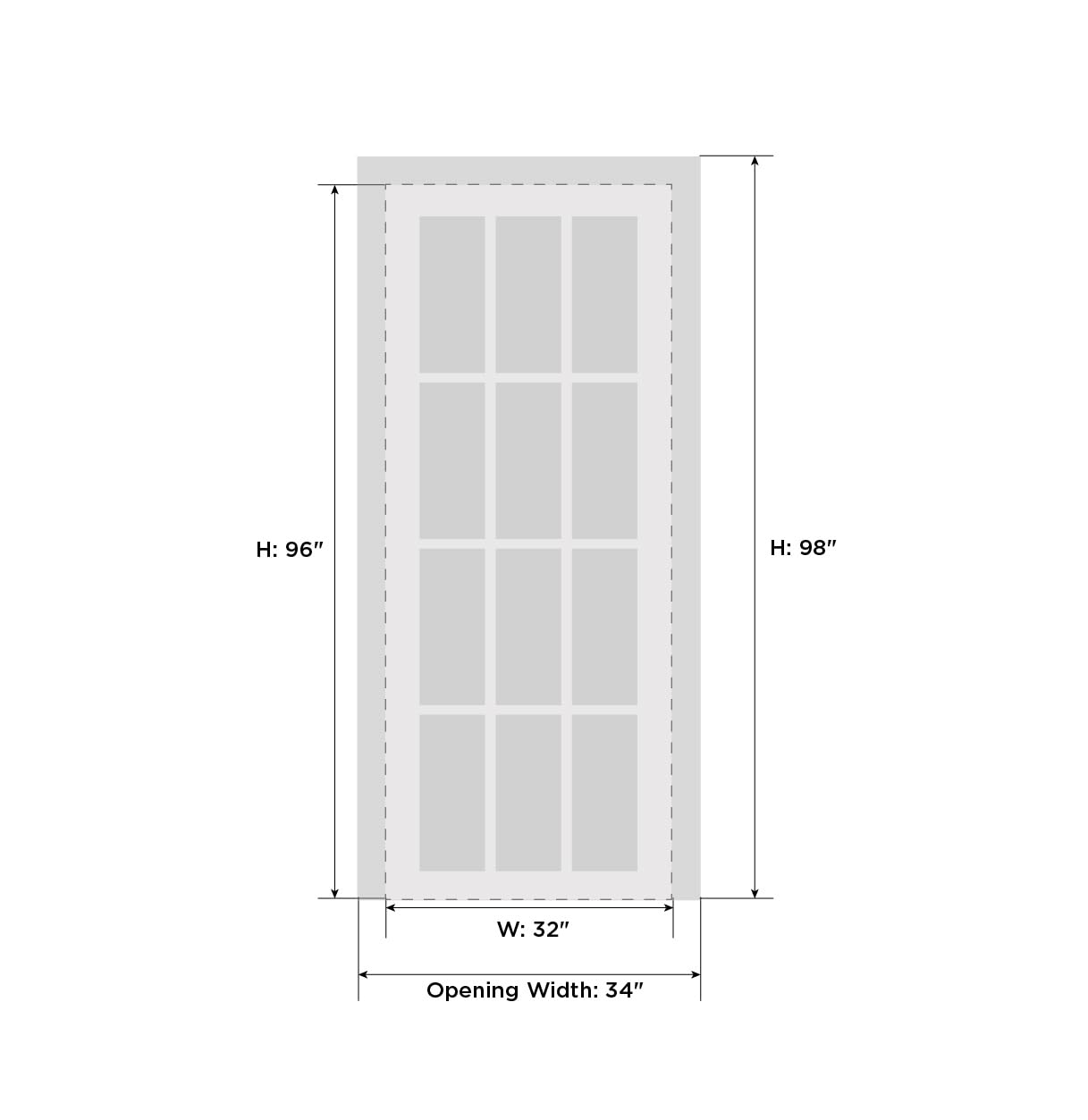 SARTODOORS Modern MDF Interior Door 32x96 with Hardware | Quadro 4111 White Ash | Single Panel Frame Trims | Bathroom Bedroom Sturdy Doors