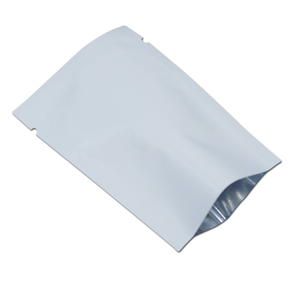 PABCK 1000 Pcs 10x15cm (3.94x5.9 inch) White Metallic Foil Open Top Sealable Bags Vacuum Heat Seal Pouches for Food Storage Packaging with Tear Notches
