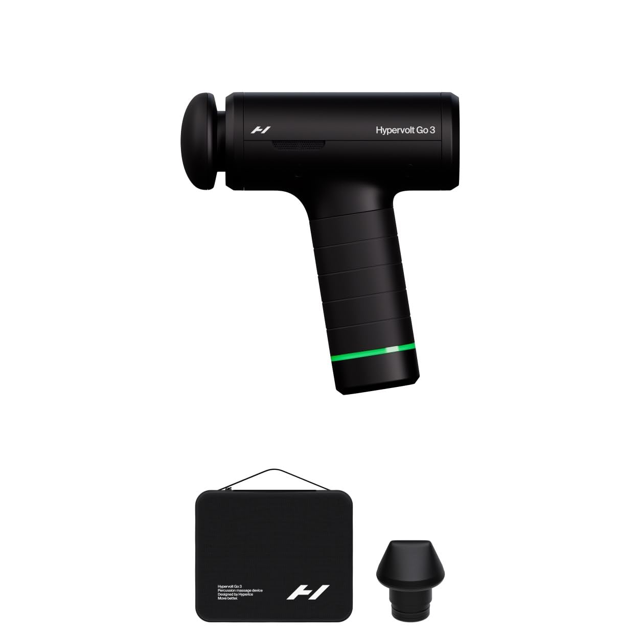 Hyperice Hypervolt Go 3 – Compact Handheld Percussion Massage Gun with QuietGlide Technology | 3 Speeds, Portable Lightweight Design | Helps Relieve Muscle Soreness and Improve Recovery