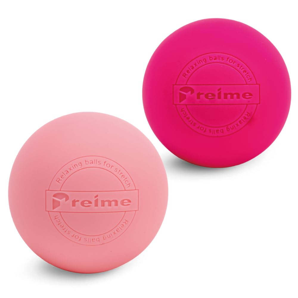Massage Lacrosse Balls for Myofascial Release, Trigger Point Therapy,Manual Massage Balls, Muscle Knots, and Yoga Deep Tissue Massage. Set of 2 Firm Balls (Pink＆Light Pink)