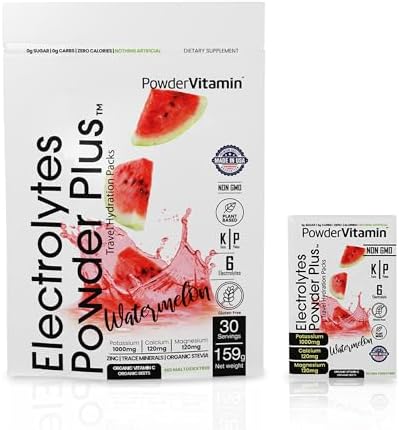Electrolytes Powder Plus, Keto, Watermelon, Sugar Free, 1000mg Potassium, 120mg Calcium, 120mg Magnesium, Non-GMO, Zero Calories, 30 Hydration Packets
