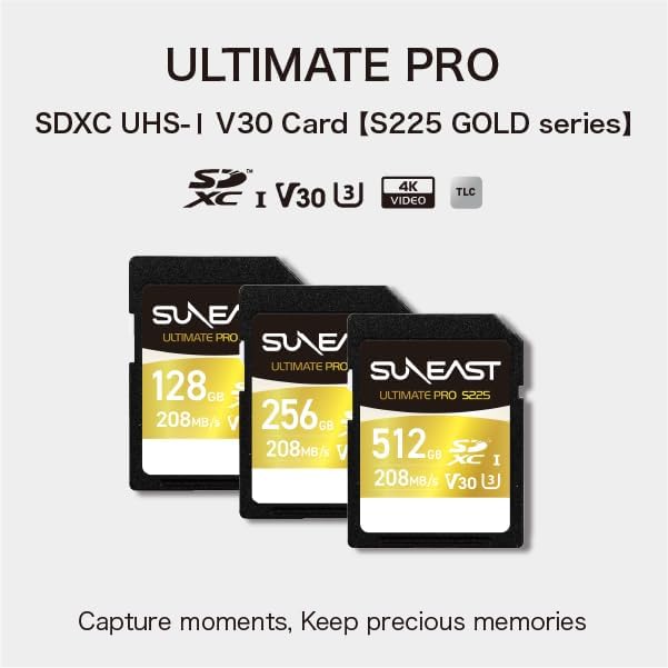 SUNEAST 128GB 208MB/s 170MB/s V30, U3, C10, 4K Ultimate Pro SDXC UHS-I Memory Card Up to Read, Write, High Speed SD