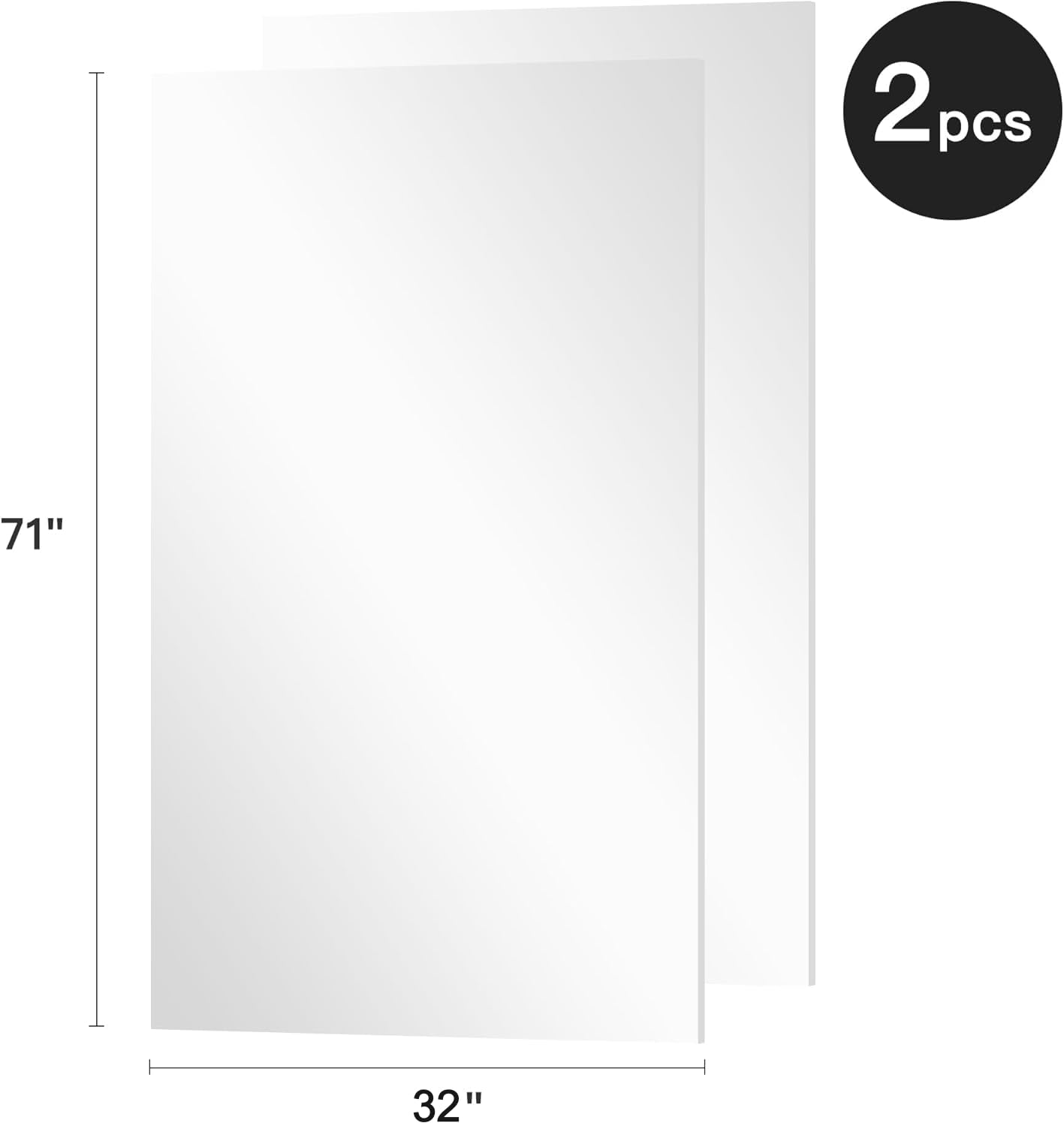 brisafe 71" x 64" (2PCS 71" X 32") Gym Mirror - Full Length Wall Mirror for Gyms, Dance Studio, Home, Yoga - Ultra Lightweight Shatterproof Glassless Nanomiorror Reduces 60% Commercial Insurance Costs