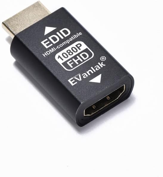 EVanlak 3rd -1920X1080@59hz-2pack Generrtion Hdmi Edid Emulator Passthrough Eliminated Emulator Adapter Work with Mac