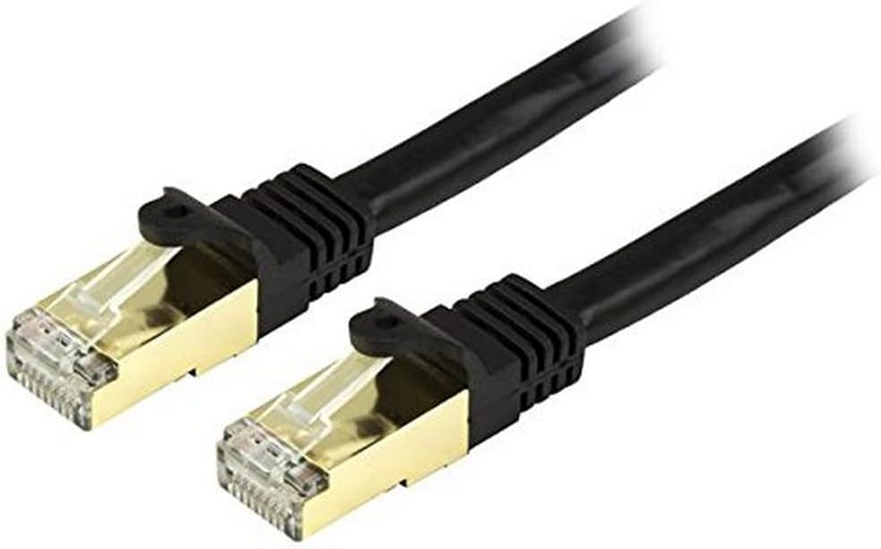 15ft CAT6a 10 RJ45 100W 10GbE (C6ASPAT15BK) StarTech Ethernet Cable - Gigabit Shielded Snagless PoE Patch Cord - STP