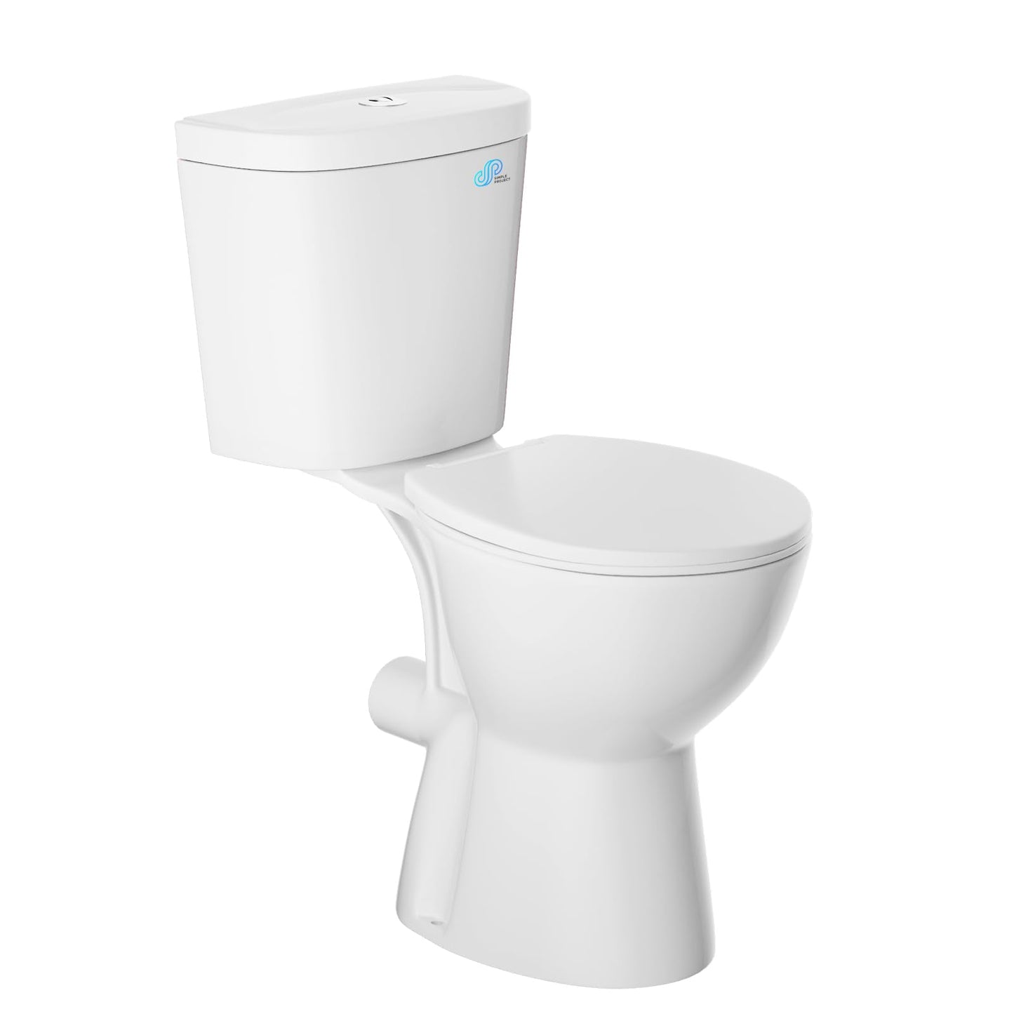 Simple Project Rear Outlet Toilet with Tank, 19 Inch ADA Rear High Toilet, Dual Flush 1/1.28GPF Back Discharge Tall Toilet with Comfort Soft Close Seat for Seniors -Includes Extension Pipe