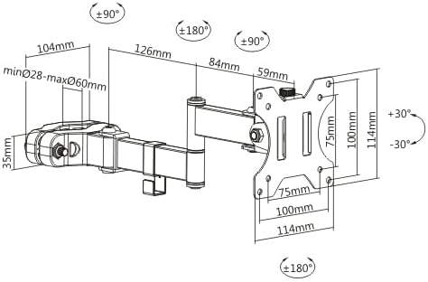 Amer 75mm 100mm 17 32 inch PM111 Universal Full Motion Pole Mount Monitor Arm with Removable and VESA Plate, Fits