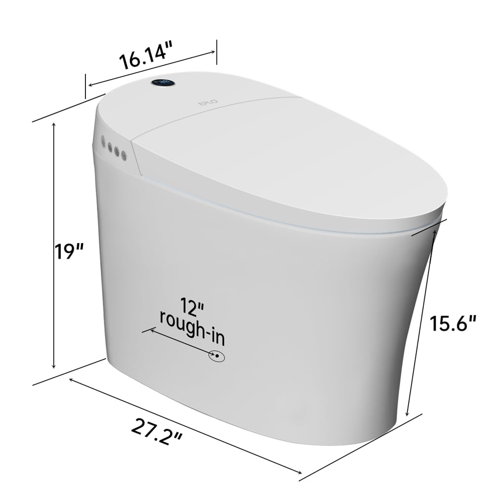 EPLO Smart Toilet,Bidet Toilet Pump-assisted,Blackout Flush,Heated Seat,Dual Auto Flush,Warm Water,Foot Sensor Operation,Modern Tankless Elongated Toilets with LED Display for Bathrooms E16BP