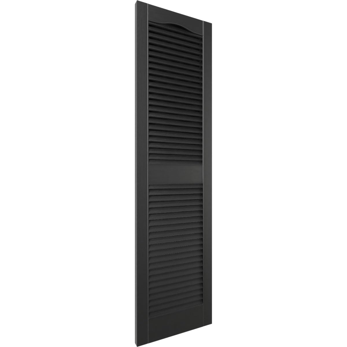 Ekena Millwork Lifetime Vinyl LL1S12X05200BL Standard Cathedral Top Center Mullion, Open Louver Vinyl Shutters, w/Installation Shutter-Lok's & Matching Screws (Per Pair), 12"W x 52"H, Black