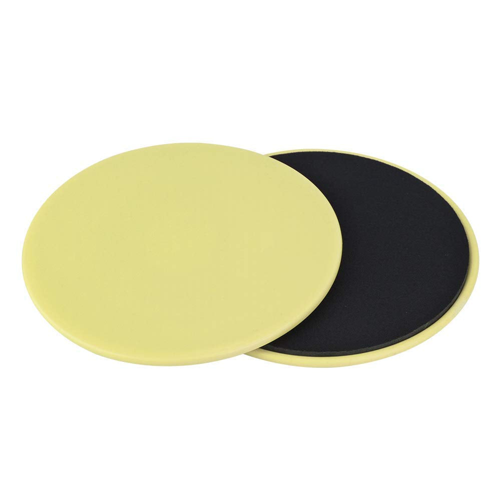 Core Sliders Exercise Discs, 2-Pack Yellow Fitness Sliders for Home Gym, Yoga, Pilates, Full Body Workout on Wood, Carpet, Tile