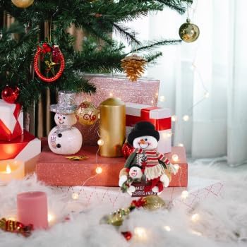 Skiennix Plush Snowman Tabletop Decoration - 10.22" X 6.48" Winter Ornament for Holiday Home Decor