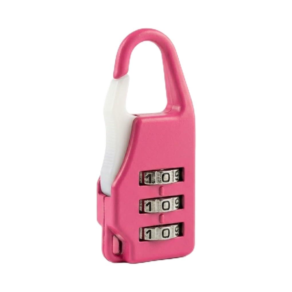 Luggage Combination Lock, Red, 3-Digit Security Lock with Carabiner Design (Pink)