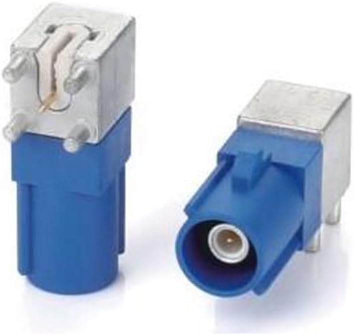 RF Coaxial Cable Connector, Fakra Video Connector C Male Right Angle Cable Connector with Blue Single PCB Mounting