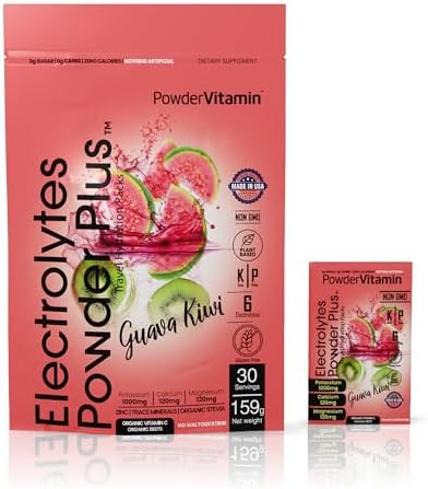 Electrolytes Powder Plus, Keto, Guava Kiwi, Zero Sugar, 1000mg Potassium, 120mg Calcium, 120mg Magnesium, Non-GMO, Zero Calories, 30 Hydration Packets