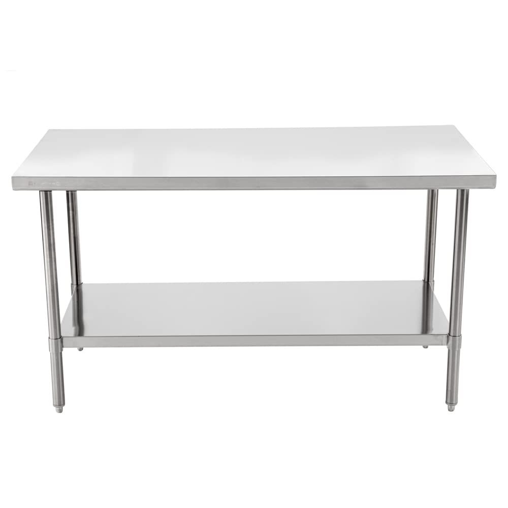 Restaurantware-Kitchen Tek 60x30 Inch Stainless Steel Table,1 Commercial Work Table - Galvanized Legs & Undershelf,Adjustable Feet,Stainless Steel 304 Metal Table,Great For Food Prep,For Home Or Hotel