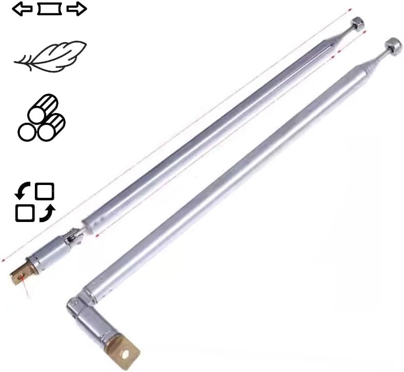 Lhazemu Antenna,62cm 24.4" 4-Sections 2pcs AM FM Radio Universal Length Stainless Steel Radio Antenna for AM FM Radio