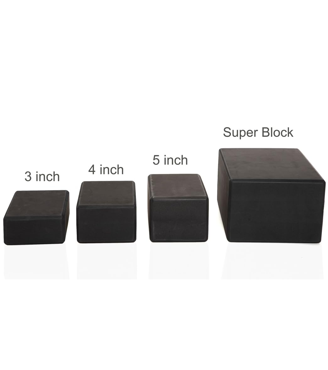 Everyday Yoga Foam Yoga Block 4 Inch - High-Density EVA Support Block for Stability, Balance & Flexibility, Lightweight, Durable & Comfortable - Black