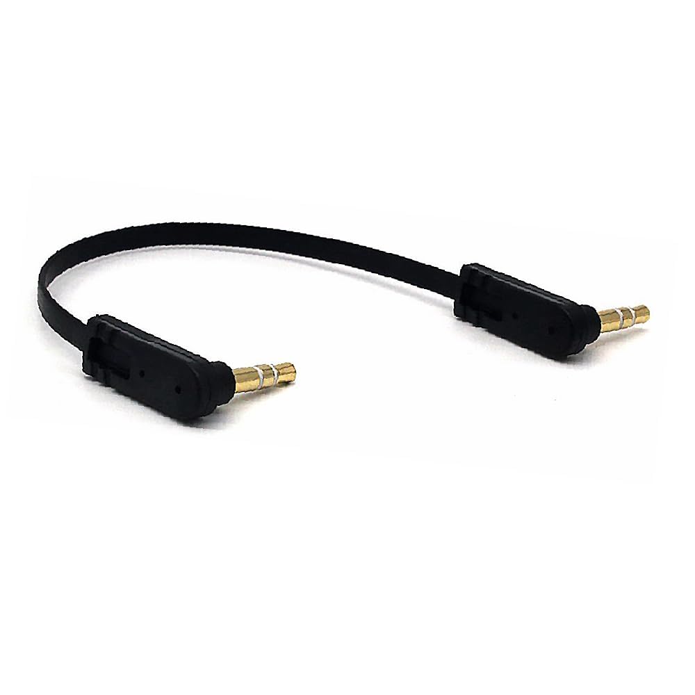 MysRuida 6 Inch 3.5mm 90 90 1/8" 1 Pack Stereo Jack Audio Cable, Degree to Degree Angle Male TRS Plug AUX Cord