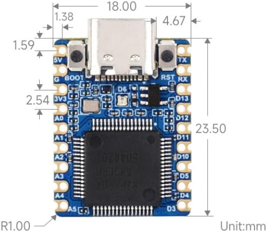 Generic AmpOhm360 RA4M1-Zero 32-bit Cortex-M4 48MHz, SKU-30661 Mini Development Board with ARM MCU, FPU, Firmware