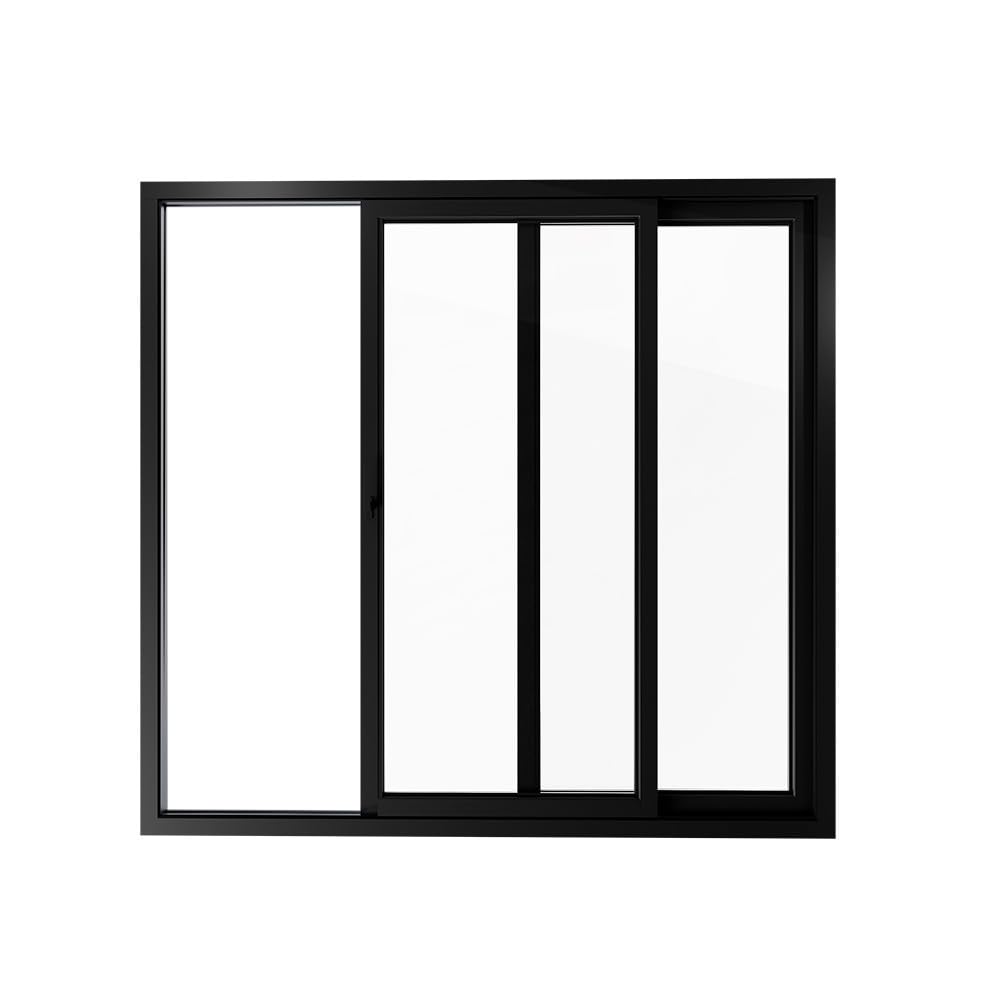 Patio Exterior Metal-Plastic Sliding Doors/Patio 8166 Matte Black 64" x 80" Left Active Door/Tempered Clear Glass Bypass Door