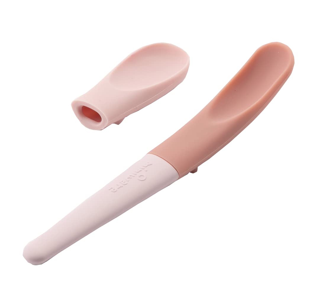 Miniware Pre2Pro Silicone Spoon for Baby Toddler Kids | 2in1 Spoon Grows from Baby Food to Self Feeding | 100% Food Grade Silicone | BPA Free | Modern & Durable | Dishwasher Safe (Pink Antioxidant)