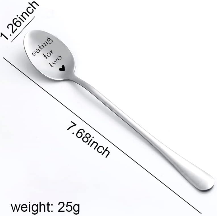 Skiennix Eating For Two Spoon - Perfect Pregnancy Gift for First-Time Moms | Soup & Cereal Spoons