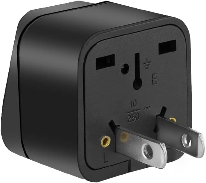 TEWOXIN 5PCS 2 1-15P Outlet,10A 250V UK Australia to USA Travel Adapter Plug,Type A US Power Converter with Prong