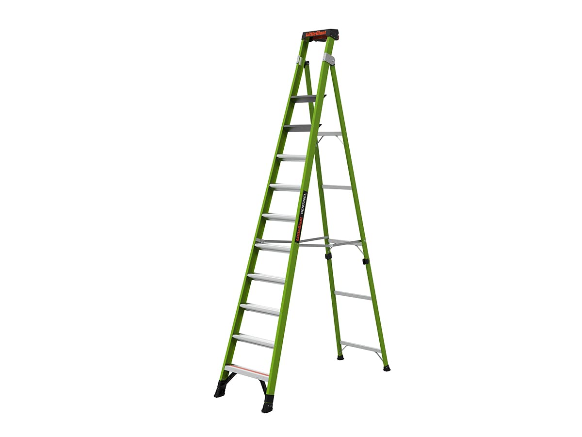 Little Giant Ladders, Sentinel, M12, 12ft A Frame Stepladder/Leaning Ladder, Fiberglass, Type 1AA, 375 lbs Weight Rating, (15912-002) Hi-viz Green
