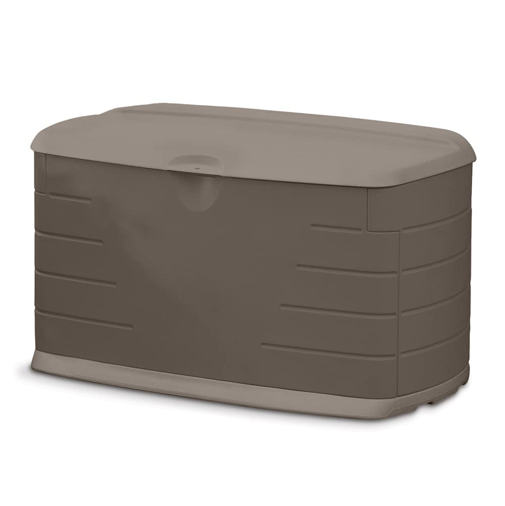 Rubbermaid Medium Resin Outdoor Storage Deck Box (73 Gal), Weather Resistant, Brown, Deck Organization for Home/Backyard/Pool Chemicals/Toys/Garden Tools/Porch/Patio Cushions