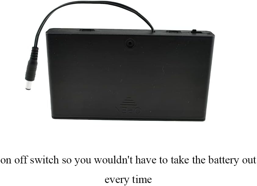 HAHIYO 12V 8x1.5V 2 AA Battery Holder with DC Plug Portable Supply Quick Swap Securely Lids On/Off Switch Plastic