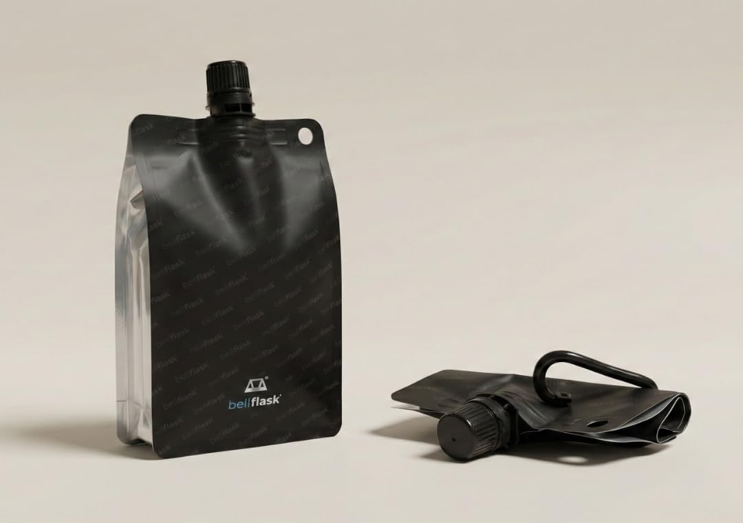 BellFlask - 15 oz. Plastic Flask, Patented, Flexible, Metal-Free, Reusuable, BPA-Free with Carabiner Clip and Filling Funnel