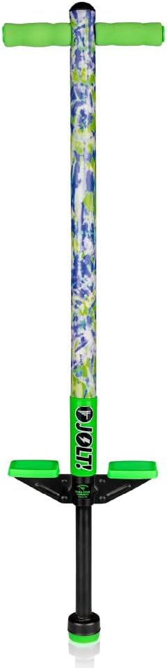Flybar Pogo Stick for Kids, 40 to 80 Pounds, Perfect for Beginners, Easy Grip Foam Handles, Anti-Slip Foot Pegs, Outdoor Toys for Boys, Jumper Toys for Girls, Outside Toys for Kids (Jolt, Tie Dye)