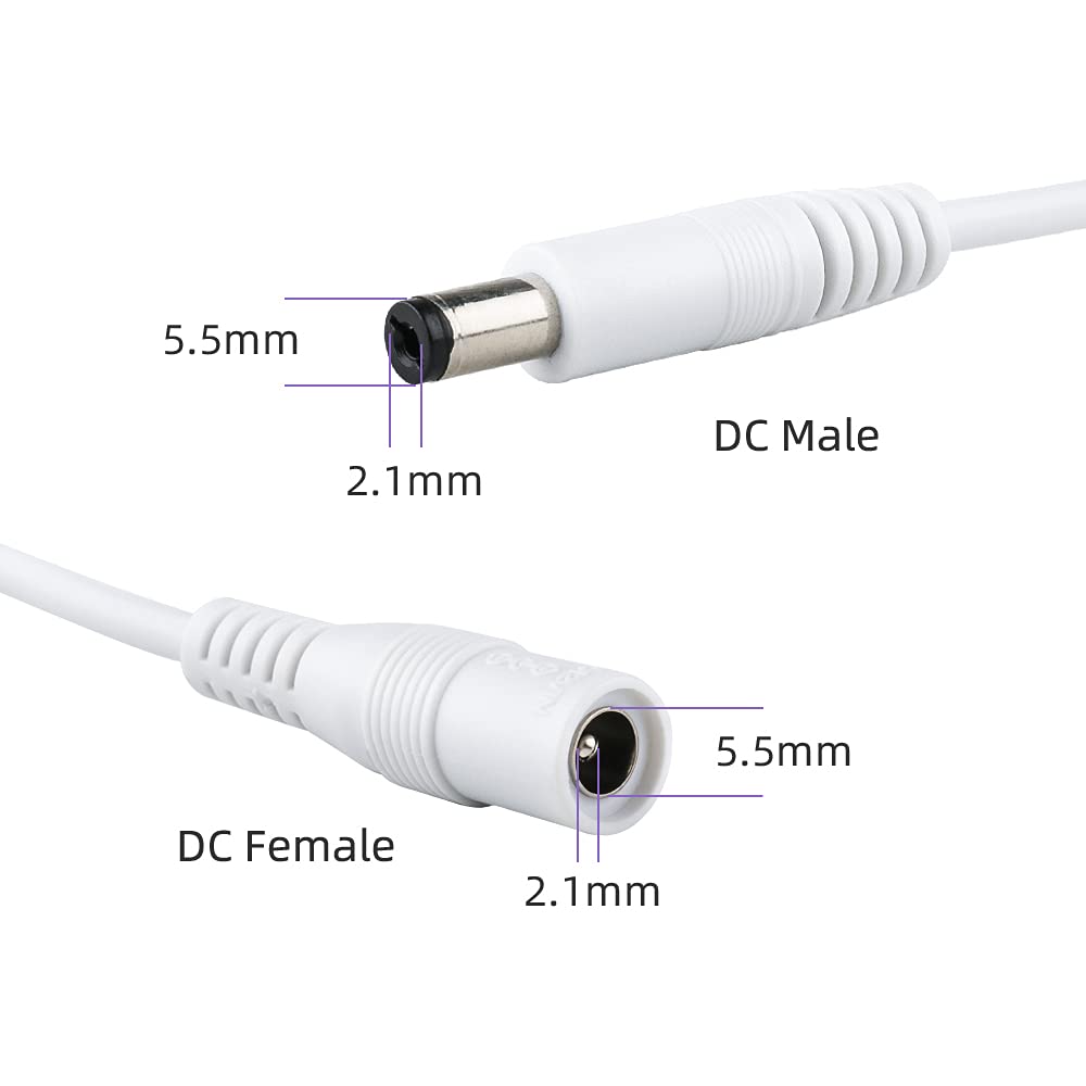 Sqlszt 60ft Cable5.5mm 2.1mm 12 Power Extension x Volt Male to Female Plug Cord for CCTV IP Security Cameras DVRs