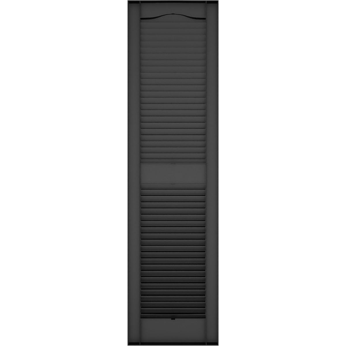 Ekena Millwork Lifetime Vinyl LL1S12X05200BL Standard Cathedral Top Center Mullion, Open Louver Vinyl Shutters, w/Installation Shutter-Lok's & Matching Screws (Per Pair), 12"W x 52"H, Black