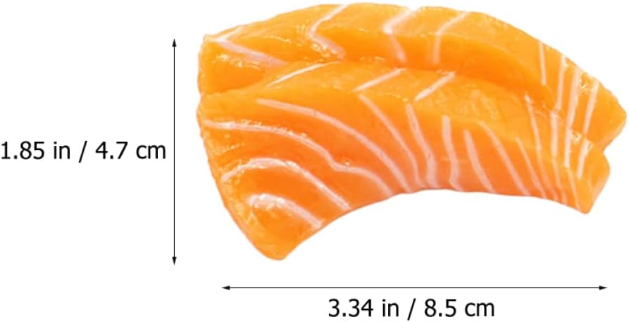 2pcs BESPORTBLE Fake Salmon Slice Models for Kitchen Decor and Photography Props Realistic Plastic Sashimi Food Models
