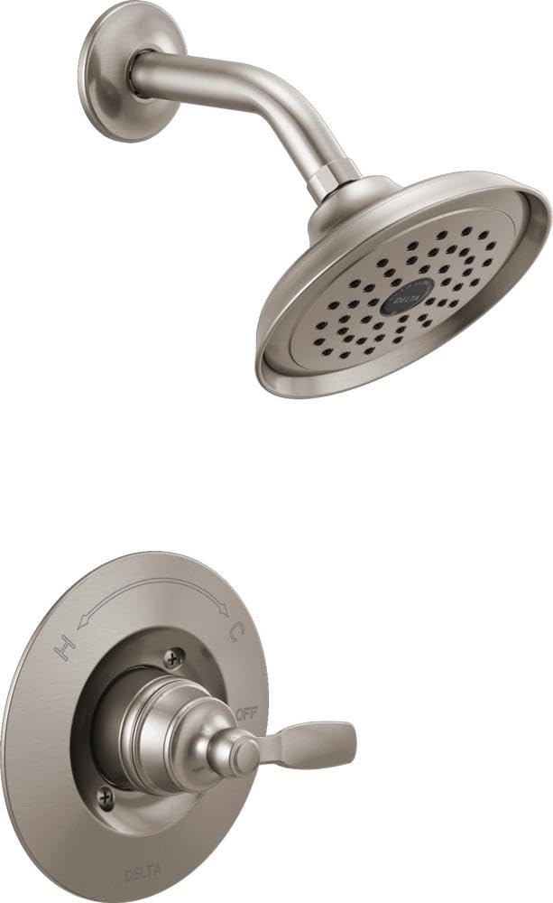 Delta Woodhurst 14 Series Shower Faucet Set, Brushed Nickel Shower Head and Handle Set, Valve Trim Kit, Stainless T14232-SS (Valve Not Included)