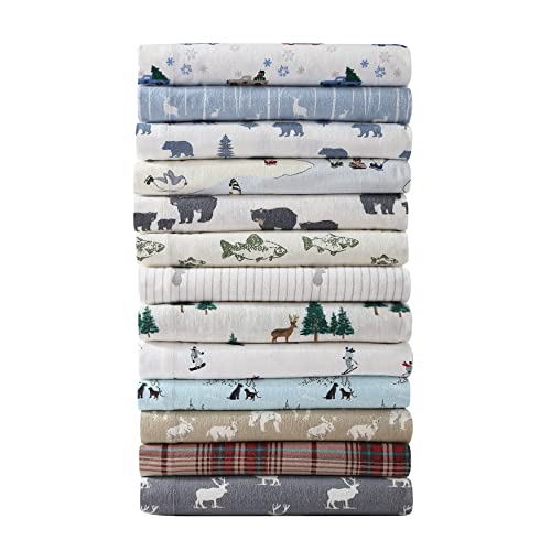 Eddie Bauer - Queen Sheets, Cotton Flannel Bedding Set, Brushed for Extra Softness, Cozy Home Decor (Buckhead Ridge, Queen)